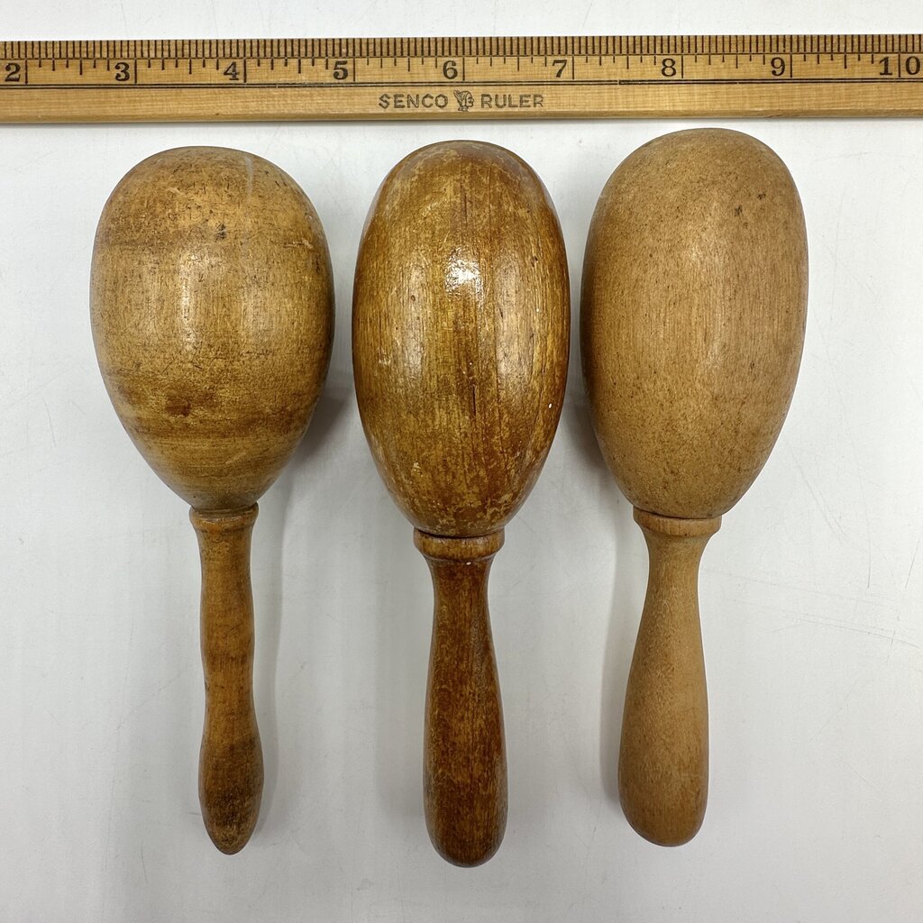 Vintage Set of 3 Wooden Darning Eggs-Wooden Sock and Clothing Repair Tools-Folk Art /cb