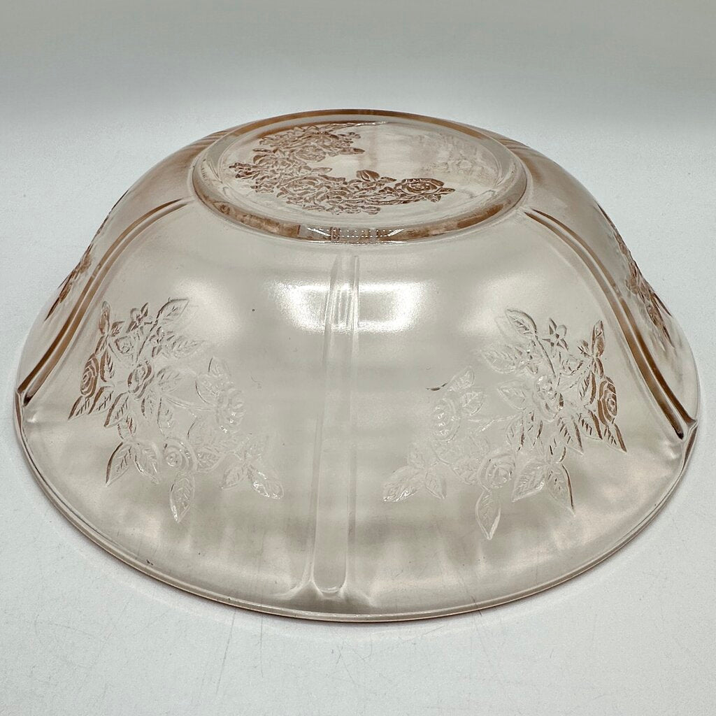 Vintage Federal Glass Sharon Cabbage Rose 8” Pink Depression Glass Bowl /cb