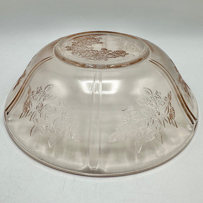 Vintage Federal Glass Sharon Cabbage Rose 8” Pink Depression Glass Bowl /cb