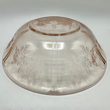 Vintage Federal Glass Sharon Cabbage Rose 8” Pink Depression Glass Bowl /cb