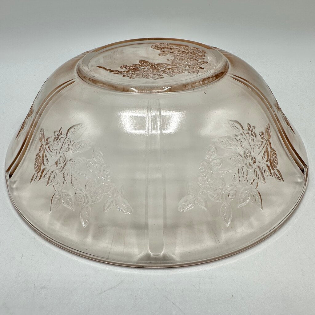 Vintage Federal Glass Sharon Cabbage Rose 8” Pink Depression Glass Bowl /cb