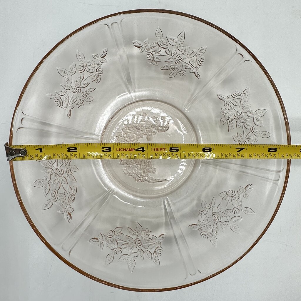 Vintage Federal Glass Sharon Cabbage Rose 8” Pink Depression Glass Bowl /cb