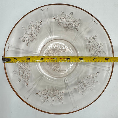 Vintage Federal Glass Sharon Cabbage Rose 8” Pink Depression Glass Bowl /cb