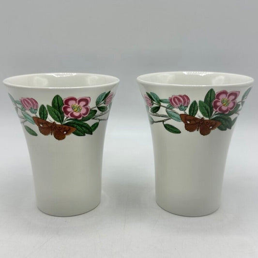 Set of 2 Portmeirion Botanic Garden Rhododendron Porcelain Bathroom Tumblers /cb