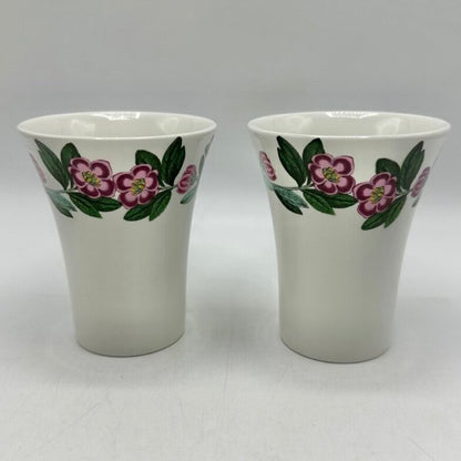 Set of 2 Portmeirion Botanic Garden Rhododendron Porcelain Bathroom Tumblers /cb