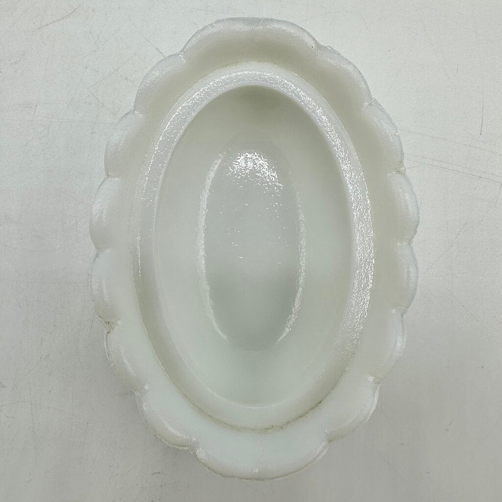Vintage Set Of 2 Small Milk Glass Hen On Nest Dishes Westmoreland & Hazel Atlas /cb