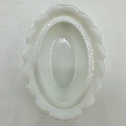 Vintage Set Of 2 Small Milk Glass Hen On Nest Dishes Westmoreland & Hazel Atlas /cb