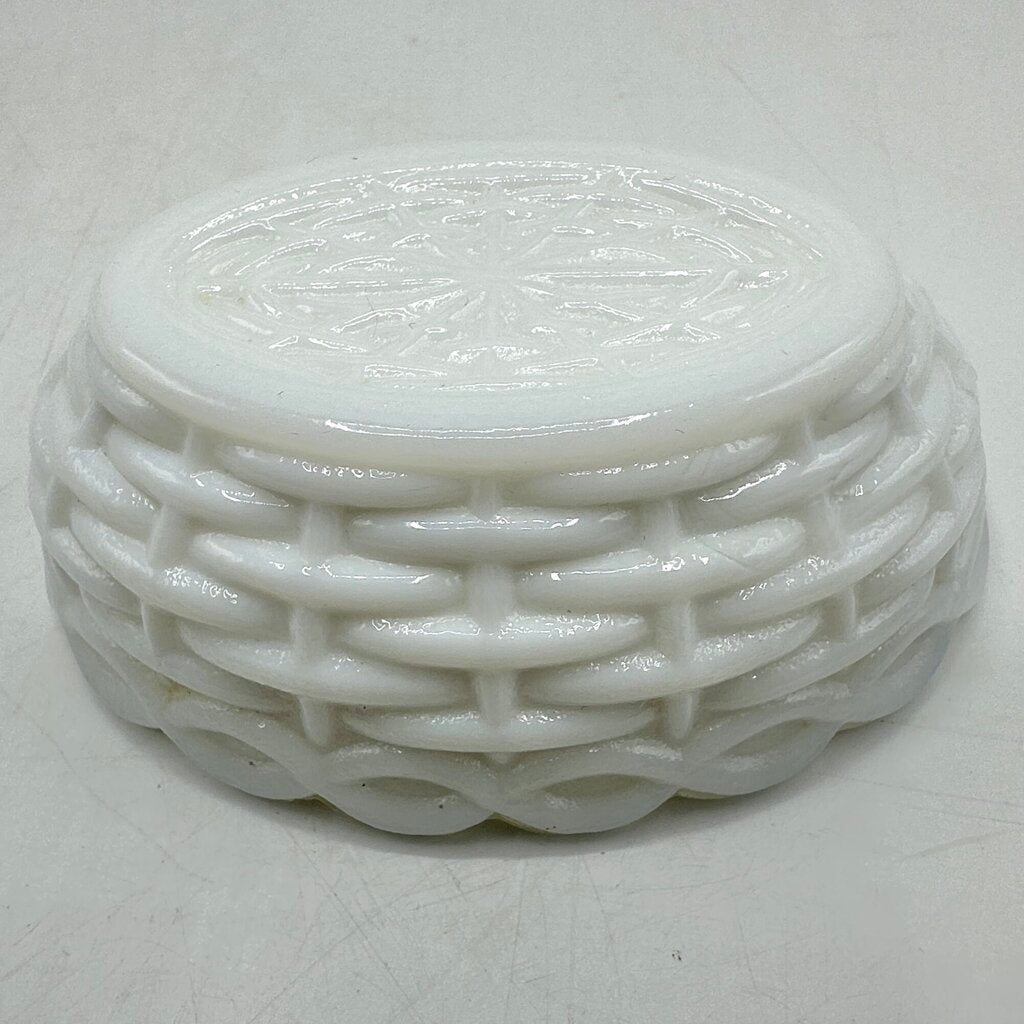 Vintage Set Of 2 Small Milk Glass Hen On Nest Dishes Westmoreland & Hazel Atlas /cb