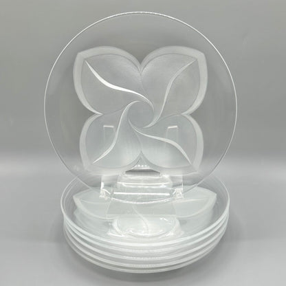 Set Of 6 Cristal J.G. Durand Florence Satine Crystal 7 1/2” Salad/Dessert Plates In Box /cb
