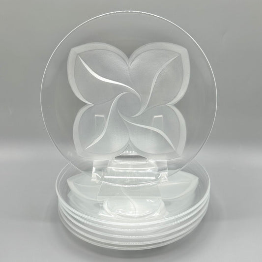 Set Of 6 Cristal J.G. Durand Florence Satine Crystal 7 1/2” Salad/Dessert Plates In Box /cb