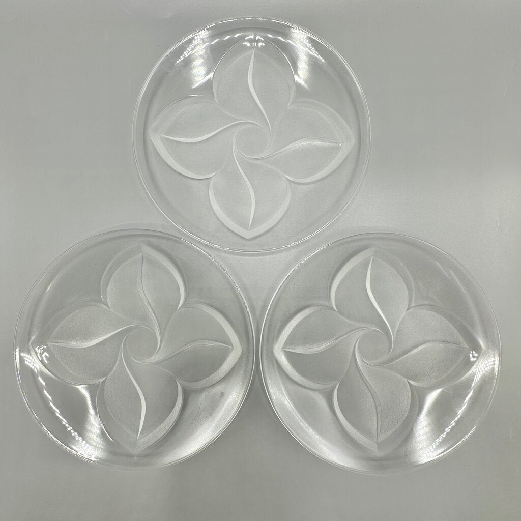 Set Of 6 Cristal J.G. Durand Florence Satine Crystal 7 1/2” Salad/Dessert Plates In Box /cb