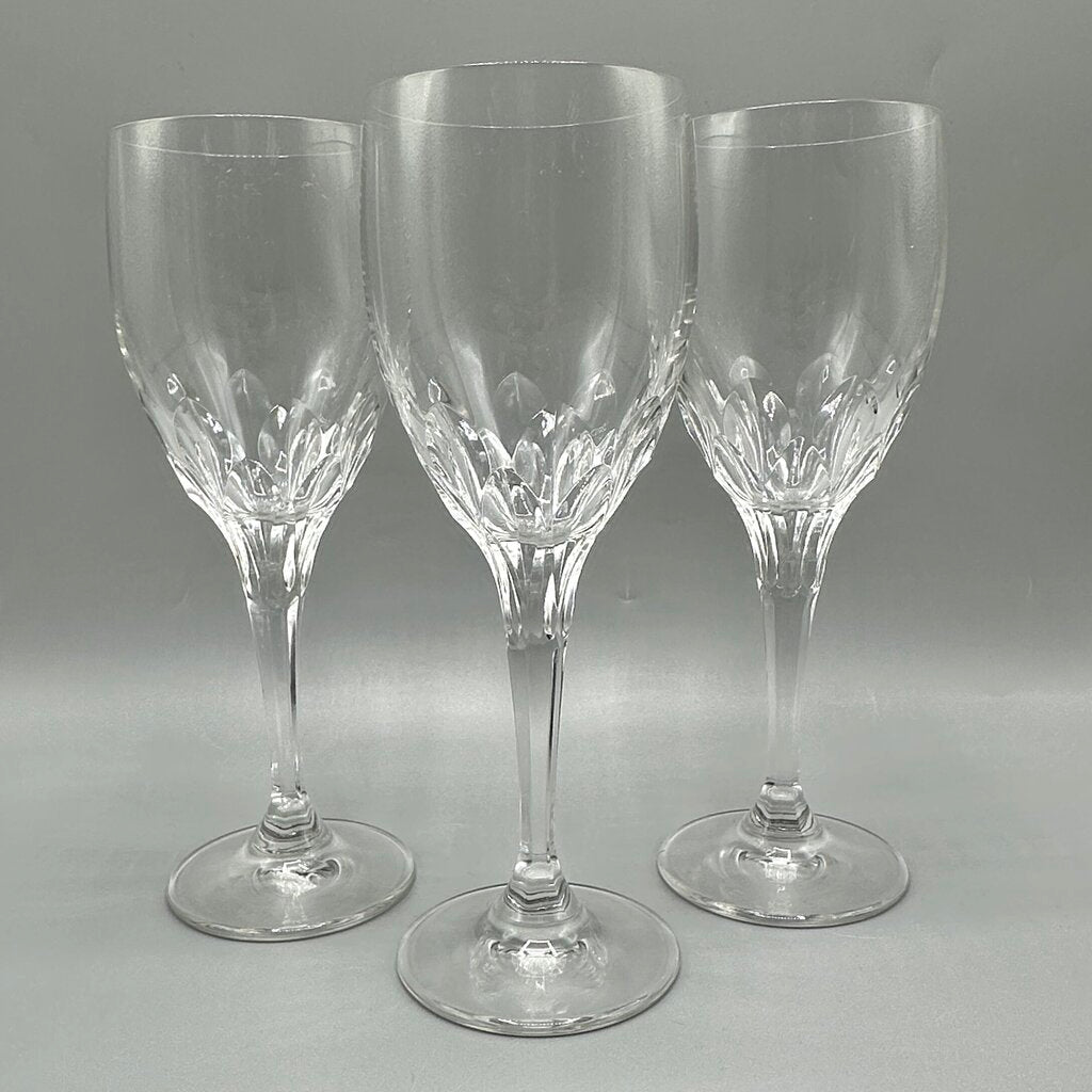 Set Of 3 Gorham Crystal Diamond Clear 7 5/8” Wine Glasses Made In Germany /cb