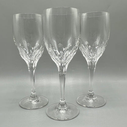 Set Of 3 Gorham Crystal Diamond Clear 7 5/8” Wine Glasses Made In Germany /cb