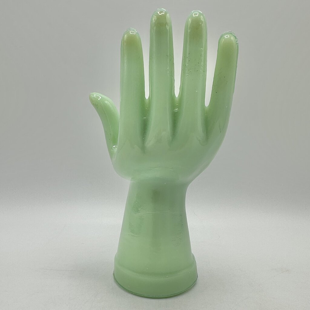 Vintage Jadeite Hand Shaped Ring Jewelry Holder 8 Inches /cb