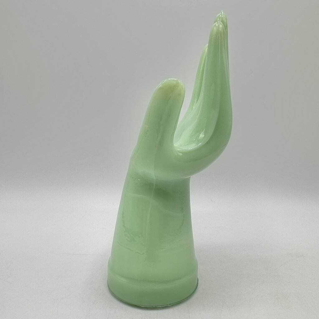 Vintage Jadeite Hand Shaped Ring Jewelry Holder 8 Inches /cb