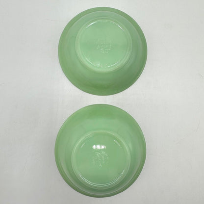 Vintage Set of 2 Anchor Hocking Fire King Oven Ware Jane Ray Jadeite 6” Cereal/Soup Bowls /cb