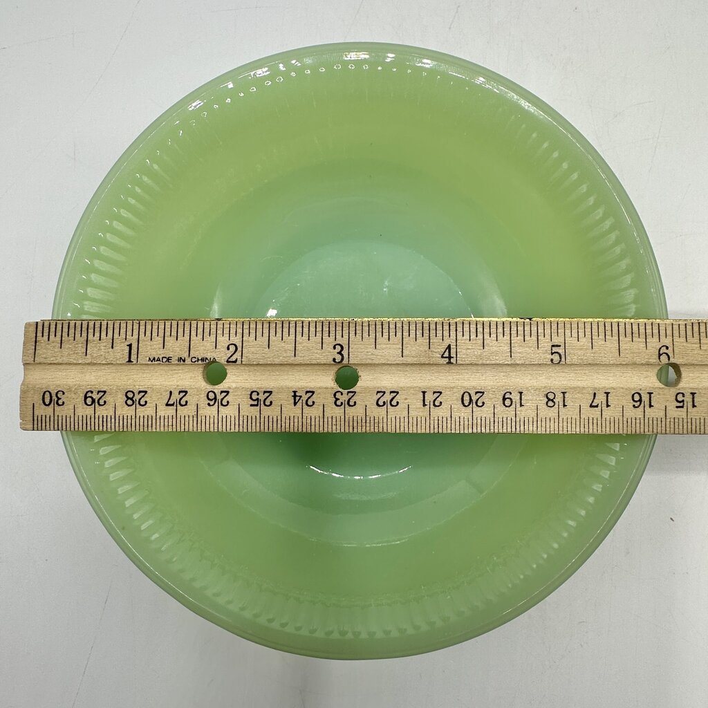 Vintage Set of 2 Anchor Hocking Fire King Oven Ware Jane Ray Jadeite 6” Cereal/Soup Bowls /cb