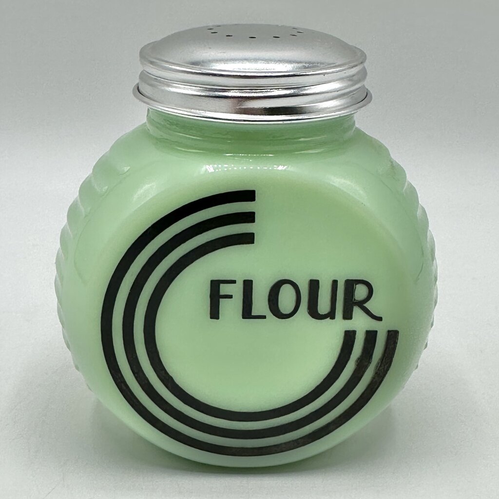 Vintage Mid Century Jadeite Drippings Bowl & Flour Shaker /cb