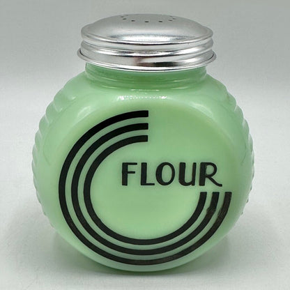 Vintage Mid Century Jadeite Drippings Bowl & Flour Shaker /cb