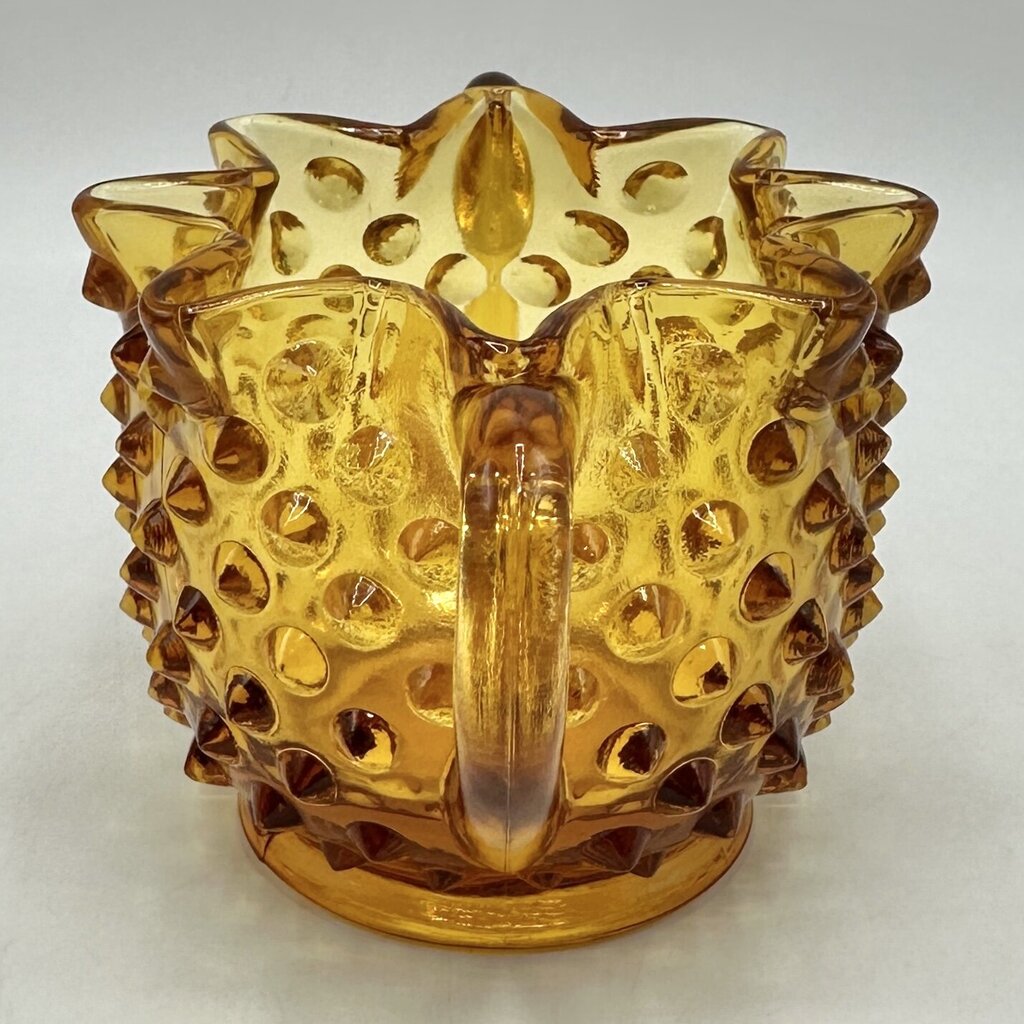 Vintage Fenton Colonial Amber Hobnail Full Star Sugar Bowl & Creamer Set /cb