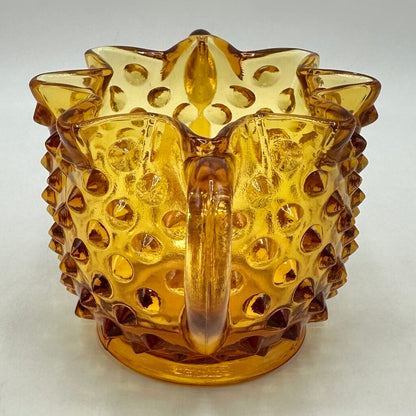 Vintage Fenton Colonial Amber Hobnail Full Star Sugar Bowl & Creamer Set /cb