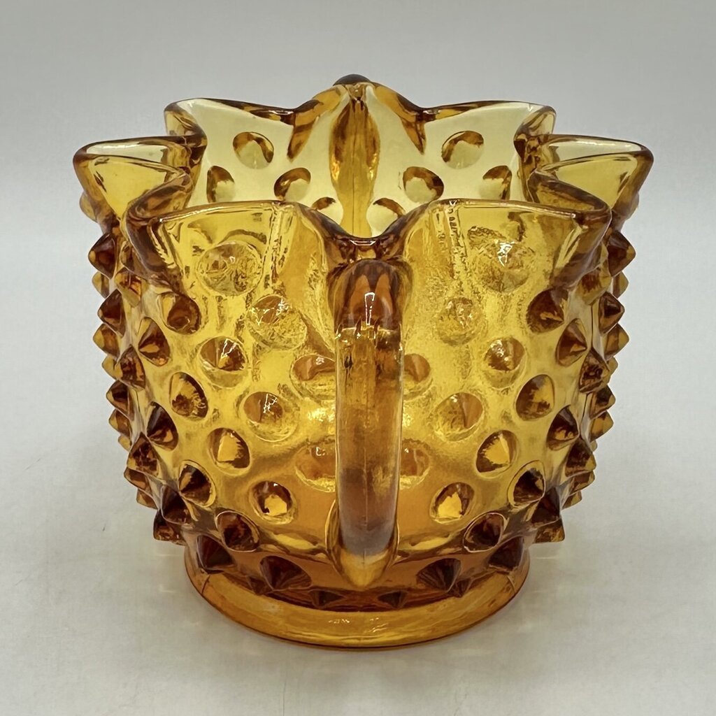 Vintage Fenton Colonial Amber Hobnail Full Star Sugar Bowl & Creamer Set /cb