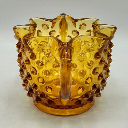 Vintage Fenton Colonial Amber Hobnail Full Star Sugar Bowl & Creamer Set /cb