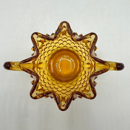 Vintage Fenton Colonial Amber Hobnail Full Star Sugar Bowl & Creamer Set /cb