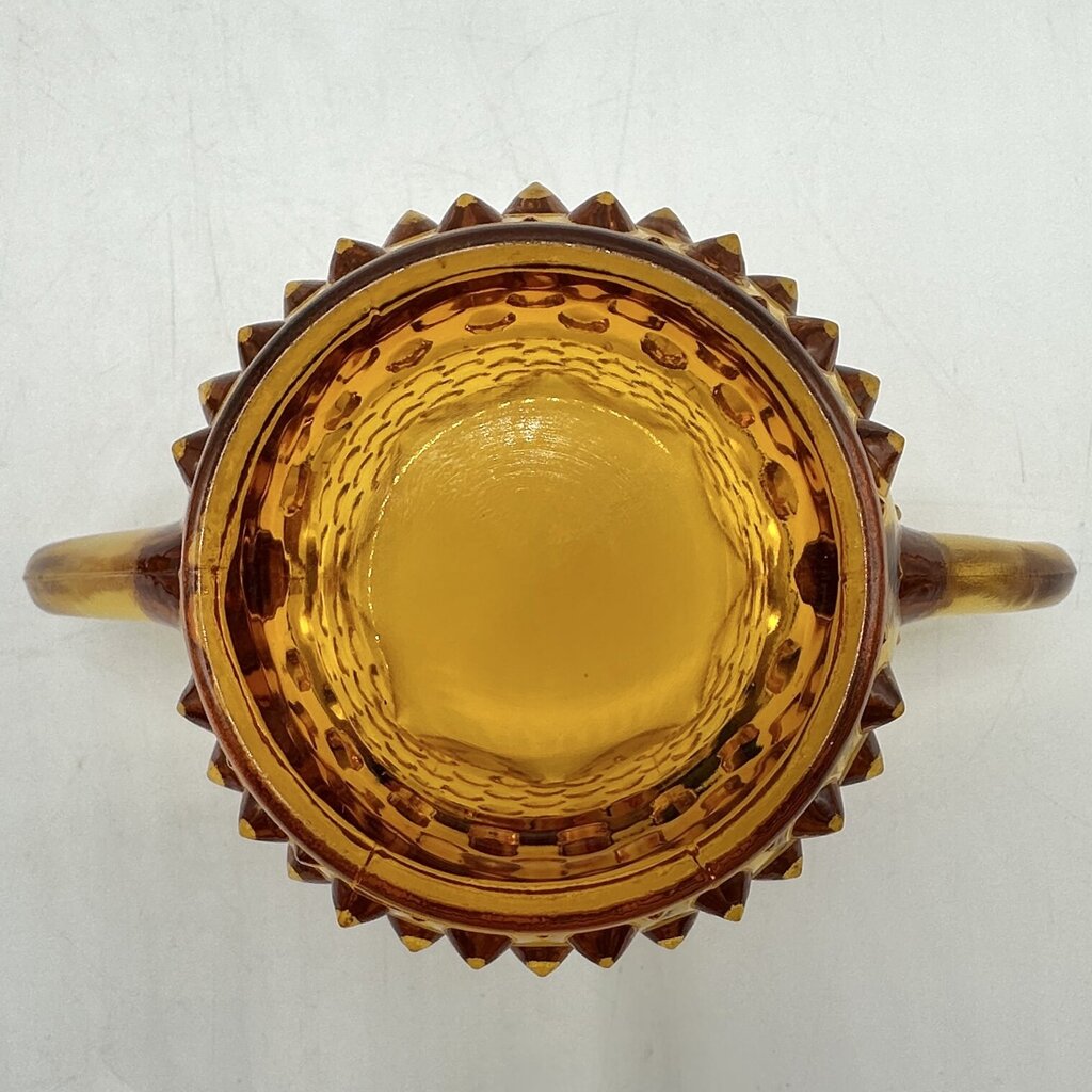 Vintage Fenton Colonial Amber Hobnail Full Star Sugar Bowl & Creamer Set /cb