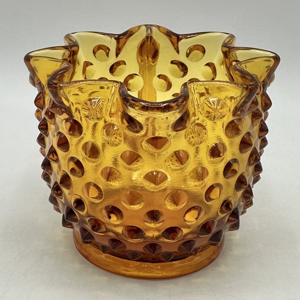 Vintage Fenton Colonial Amber Hobnail Full Star Sugar Bowl & Creamer Set /cb