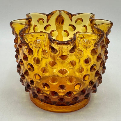 Vintage Fenton Colonial Amber Hobnail Full Star Sugar Bowl & Creamer Set /cb