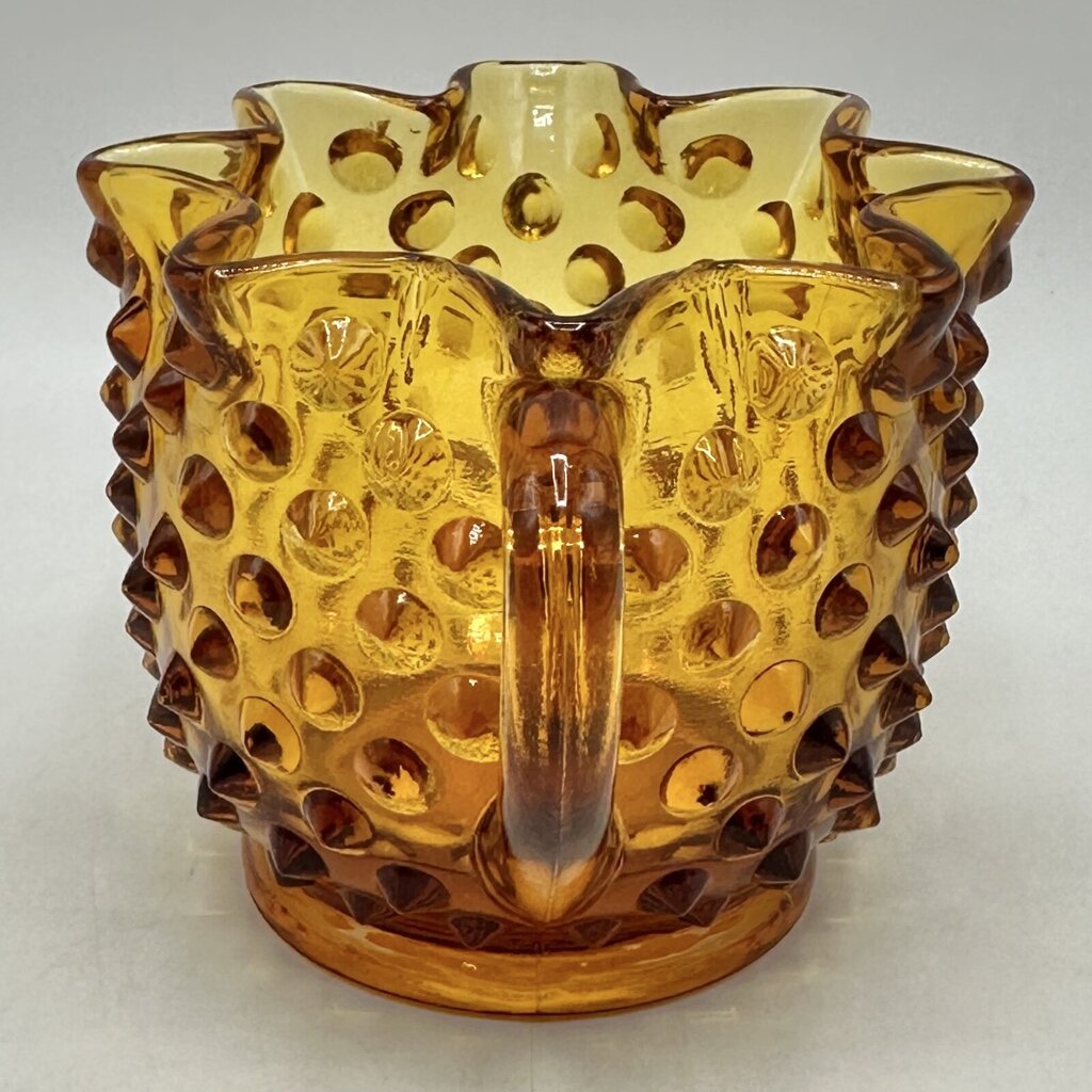 Vintage Fenton Colonial Amber Hobnail Full Star Sugar Bowl & Creamer Set /cb