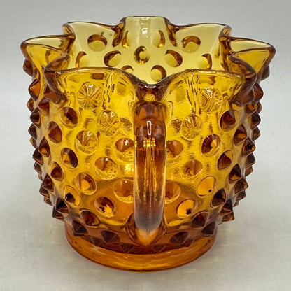 Vintage Fenton Colonial Amber Hobnail Full Star Sugar Bowl & Creamer Set /cb