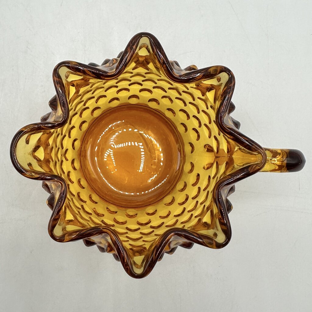 Vintage Fenton Colonial Amber Hobnail Full Star Sugar Bowl & Creamer Set /cb