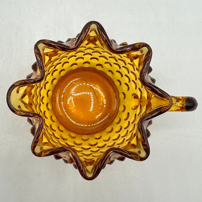 Vintage Fenton Colonial Amber Hobnail Full Star Sugar Bowl & Creamer Set /cb