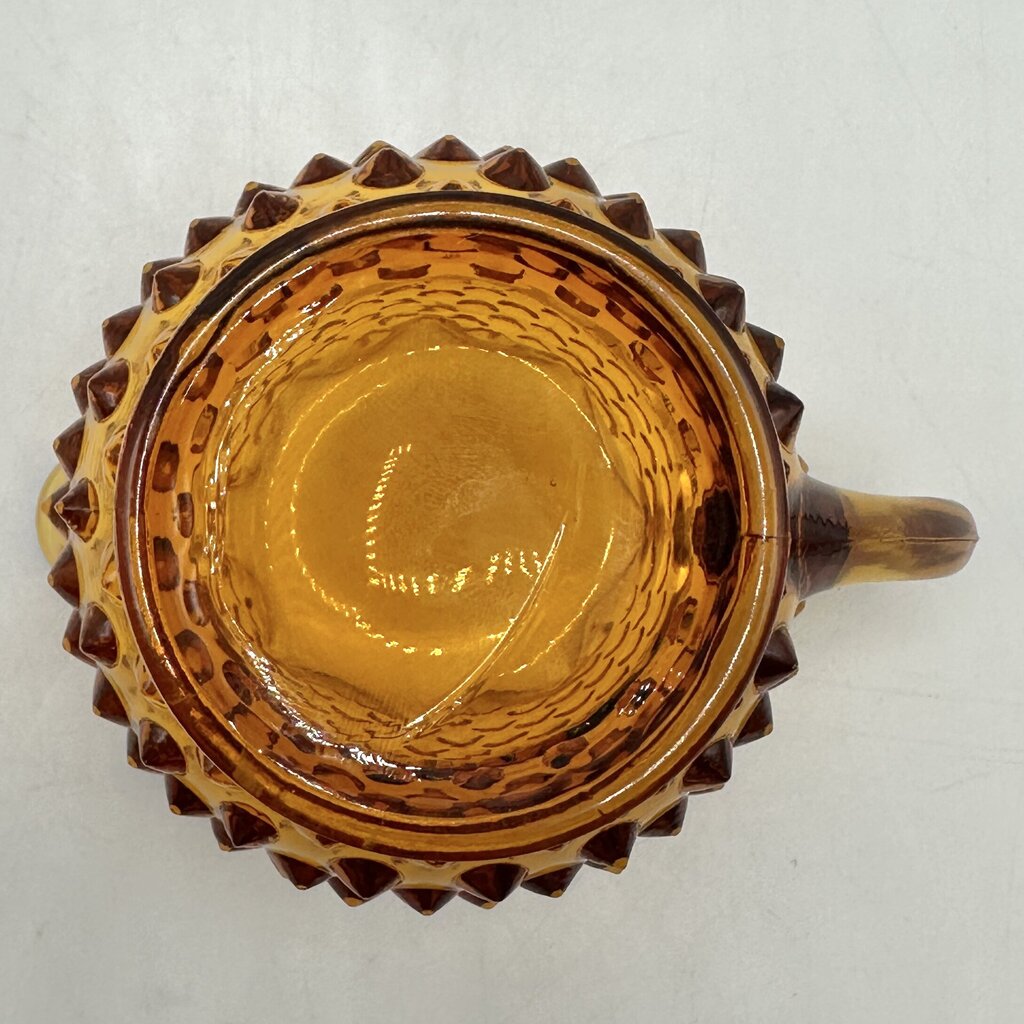 Vintage Fenton Colonial Amber Hobnail Full Star Sugar Bowl & Creamer Set /cb