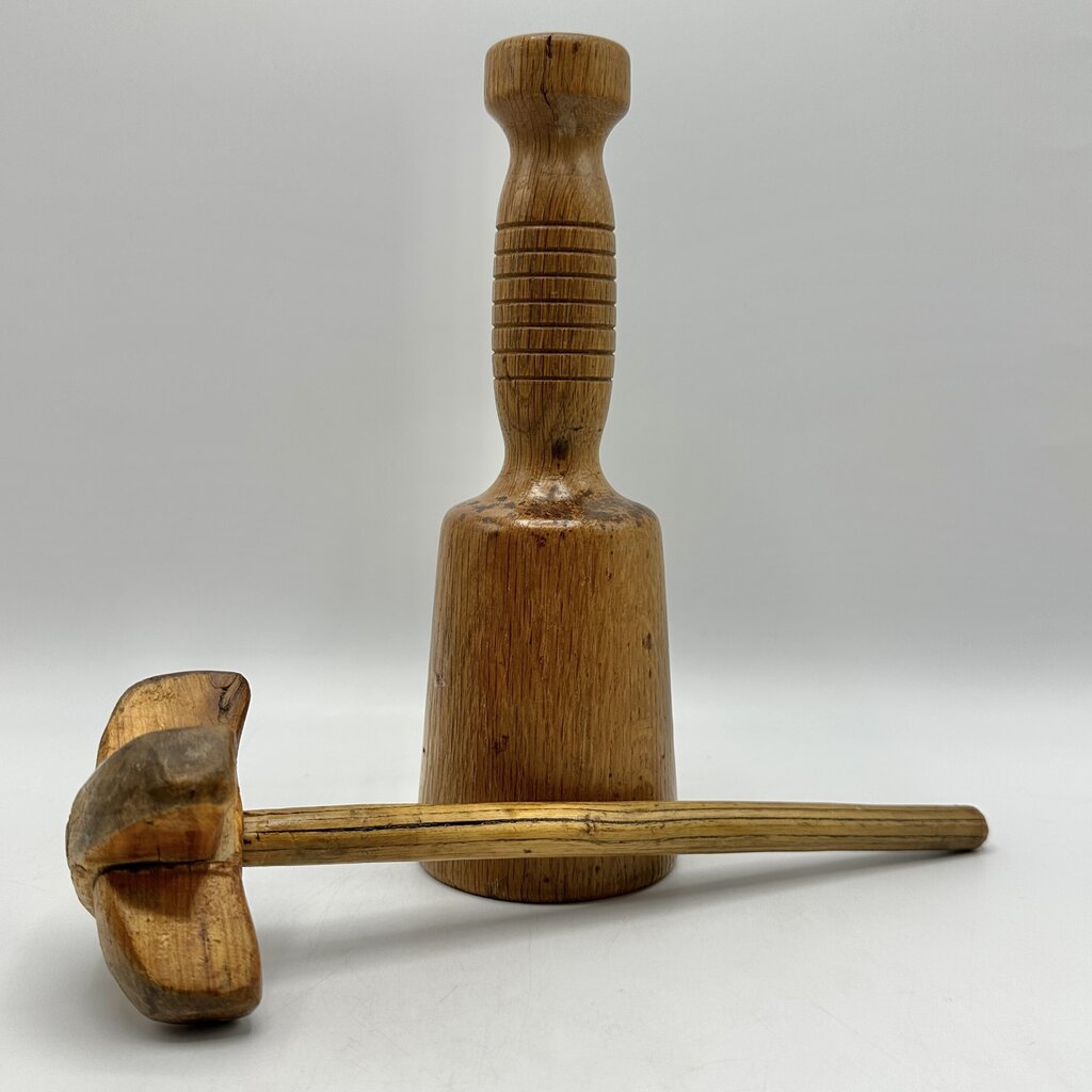 Antique Wooden Potato Masher & Hand Mixer Kitchen Utensils Primitive /cb