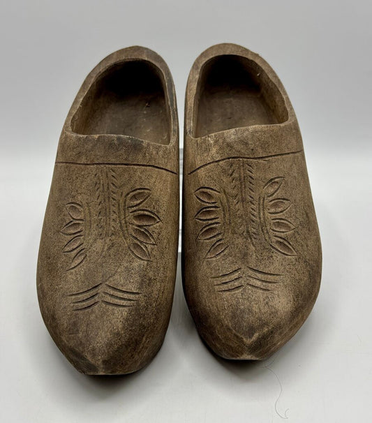 Vtg. Wooden Shoes/Clogs Hand Carved /j