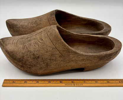 Vtg. Wooden Shoes/Clogs Hand Carved /j