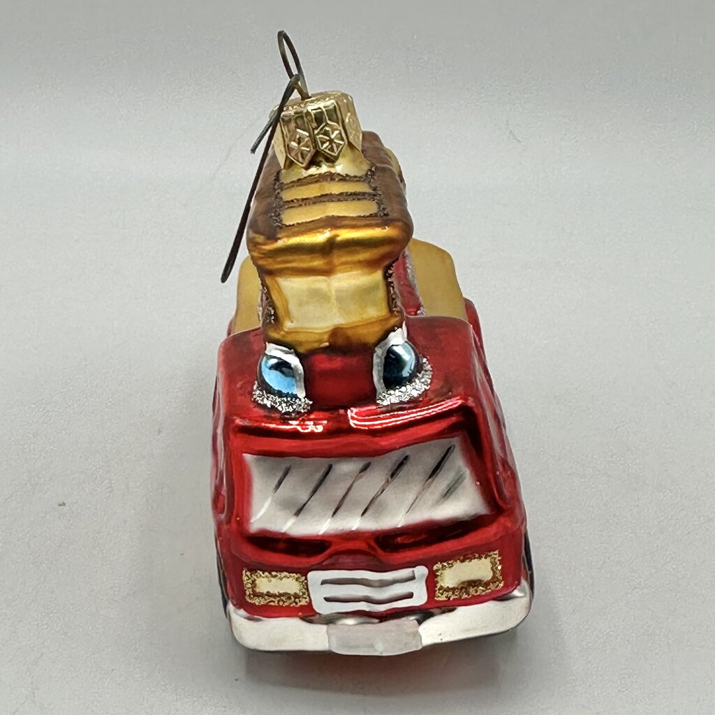 Vintage Fire Truck & Fire Hydrant Blown Glass Christmas Ornaments /cb