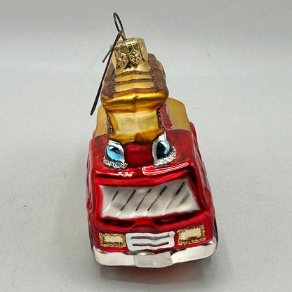 Vintage Fire Truck & Fire Hydrant Blown Glass Christmas Ornaments /cb
