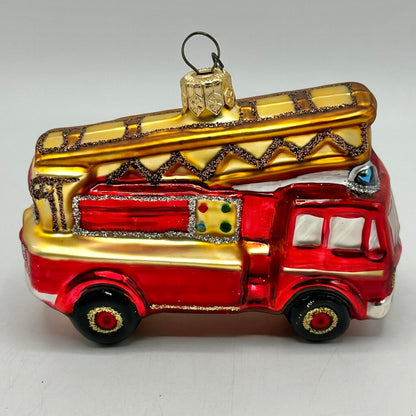 Vintage Fire Truck & Fire Hydrant Blown Glass Christmas Ornaments /cb
