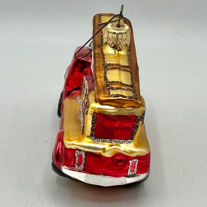 Vintage Fire Truck & Fire Hydrant Blown Glass Christmas Ornaments /cb