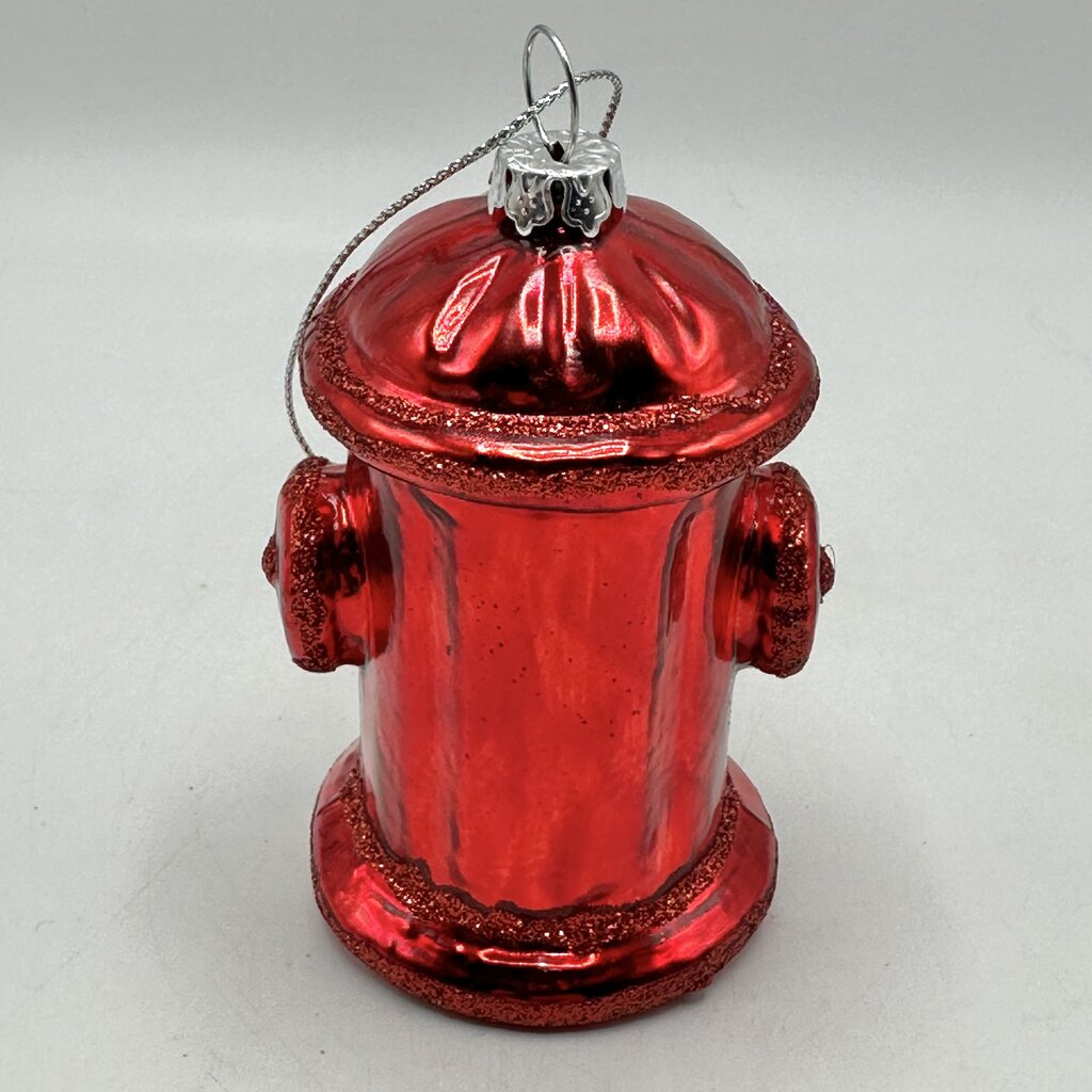 Vintage Fire Truck & Fire Hydrant Blown Glass Christmas Ornaments /cb