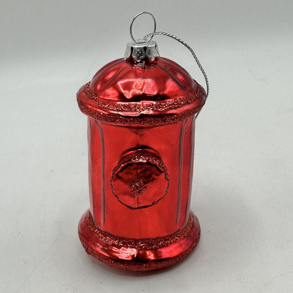 Vintage Fire Truck & Fire Hydrant Blown Glass Christmas Ornaments /cb