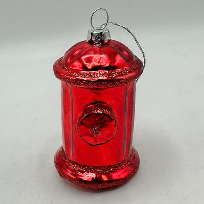 Vintage Fire Truck & Fire Hydrant Blown Glass Christmas Ornaments /cb