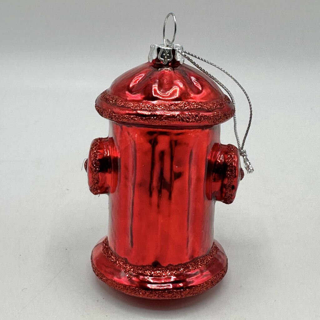 Vintage Fire Truck & Fire Hydrant Blown Glass Christmas Ornaments /cb