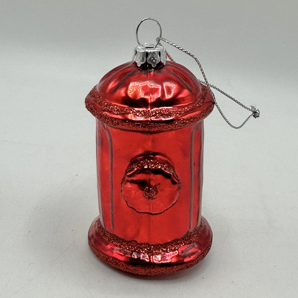Vintage Fire Truck & Fire Hydrant Blown Glass Christmas Ornaments /cb