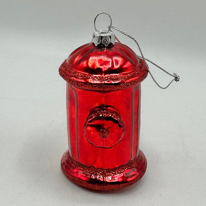 Vintage Fire Truck & Fire Hydrant Blown Glass Christmas Ornaments /cb