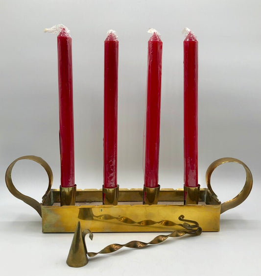 Sweden Made Brass & Wood Advent Candle Hloder w/ Brass Snuffer /b